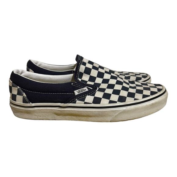 Vans Classic Slip-On Checkerboard Navy Black White Women's Size 9 Canvas Skate - Picture 1 of 7
